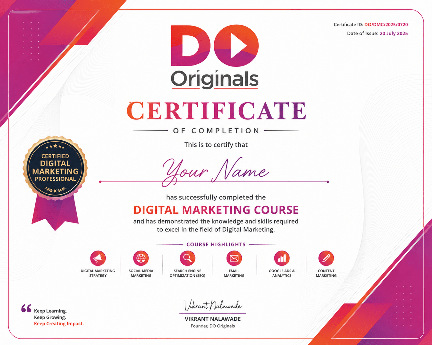 Course Certificate Mockup